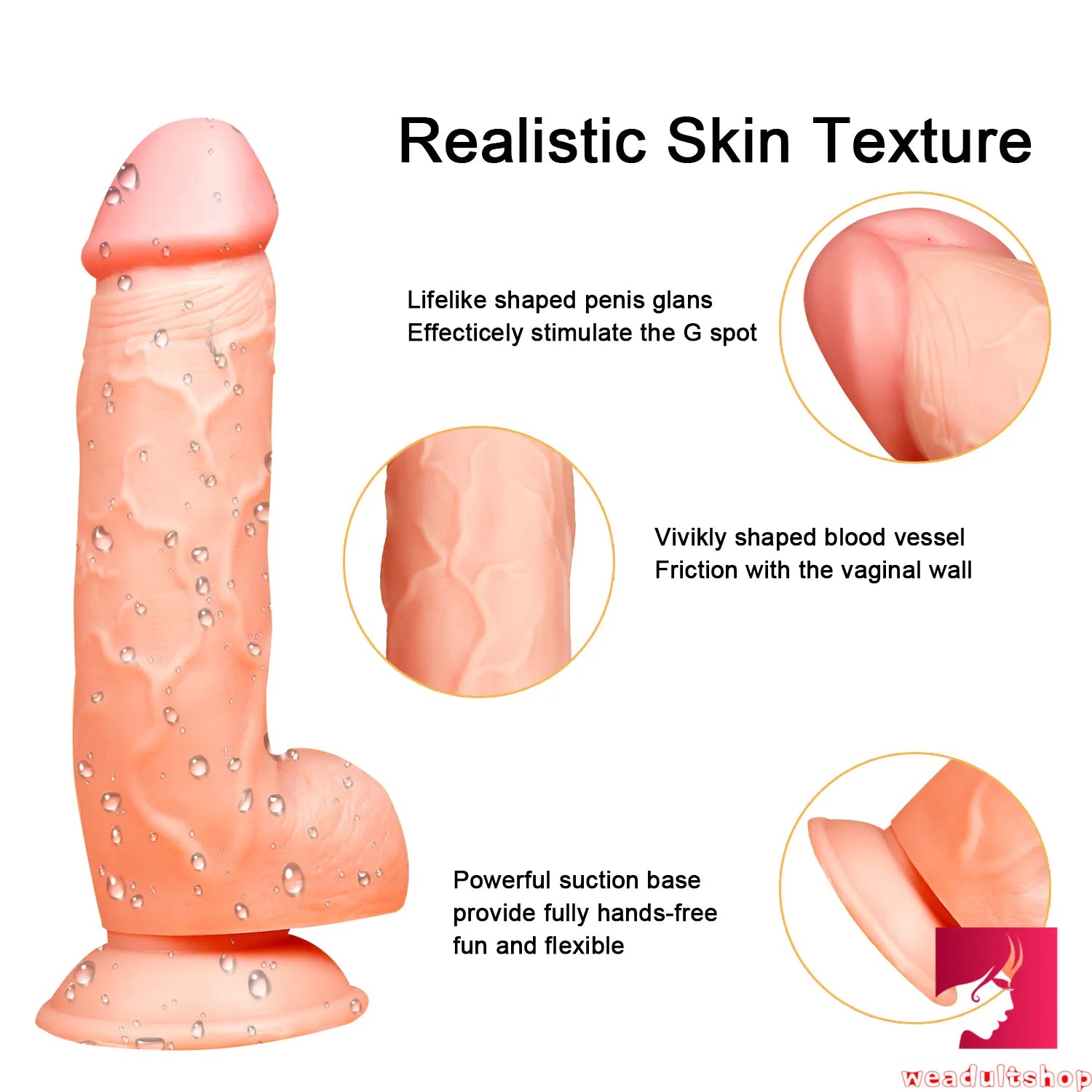 9.25in Soft Sexy Realistic Penis Dildo G Spot Vagina Stimulator