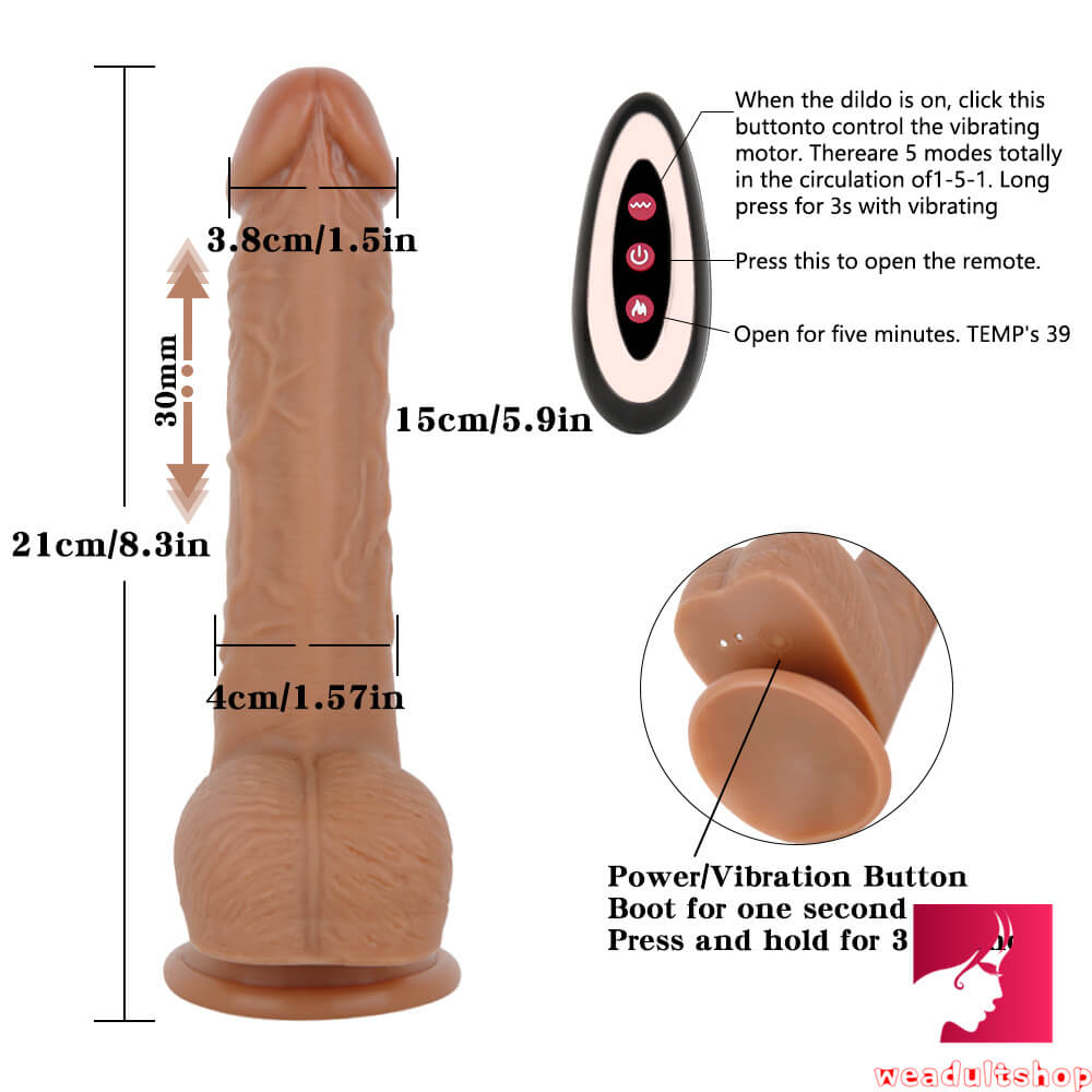 8.3in New Style Remote Heating Thrusting Vibrating Dildo