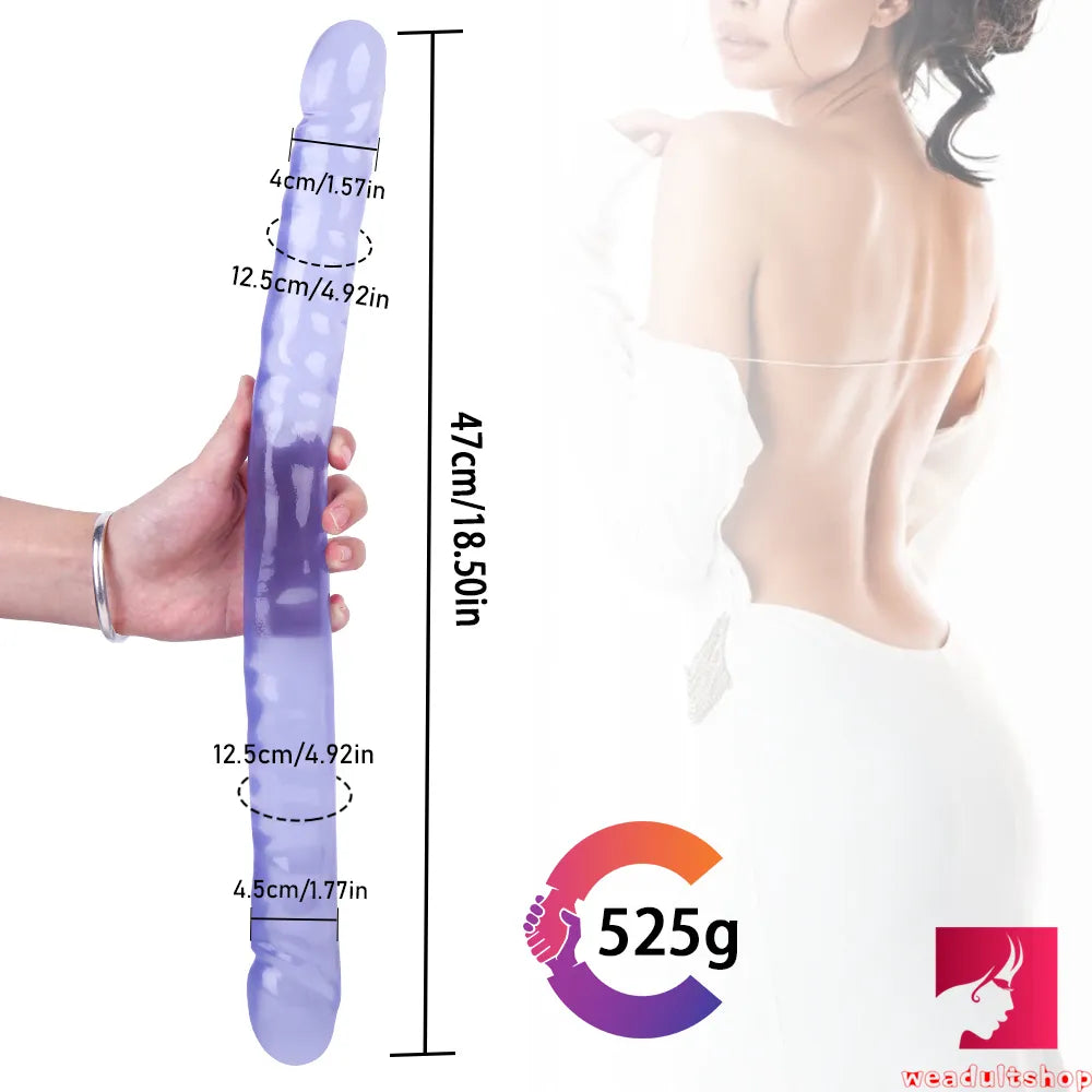 18.5in Dual Heads Real Skin Feeling Dildo For G Spot Massaging