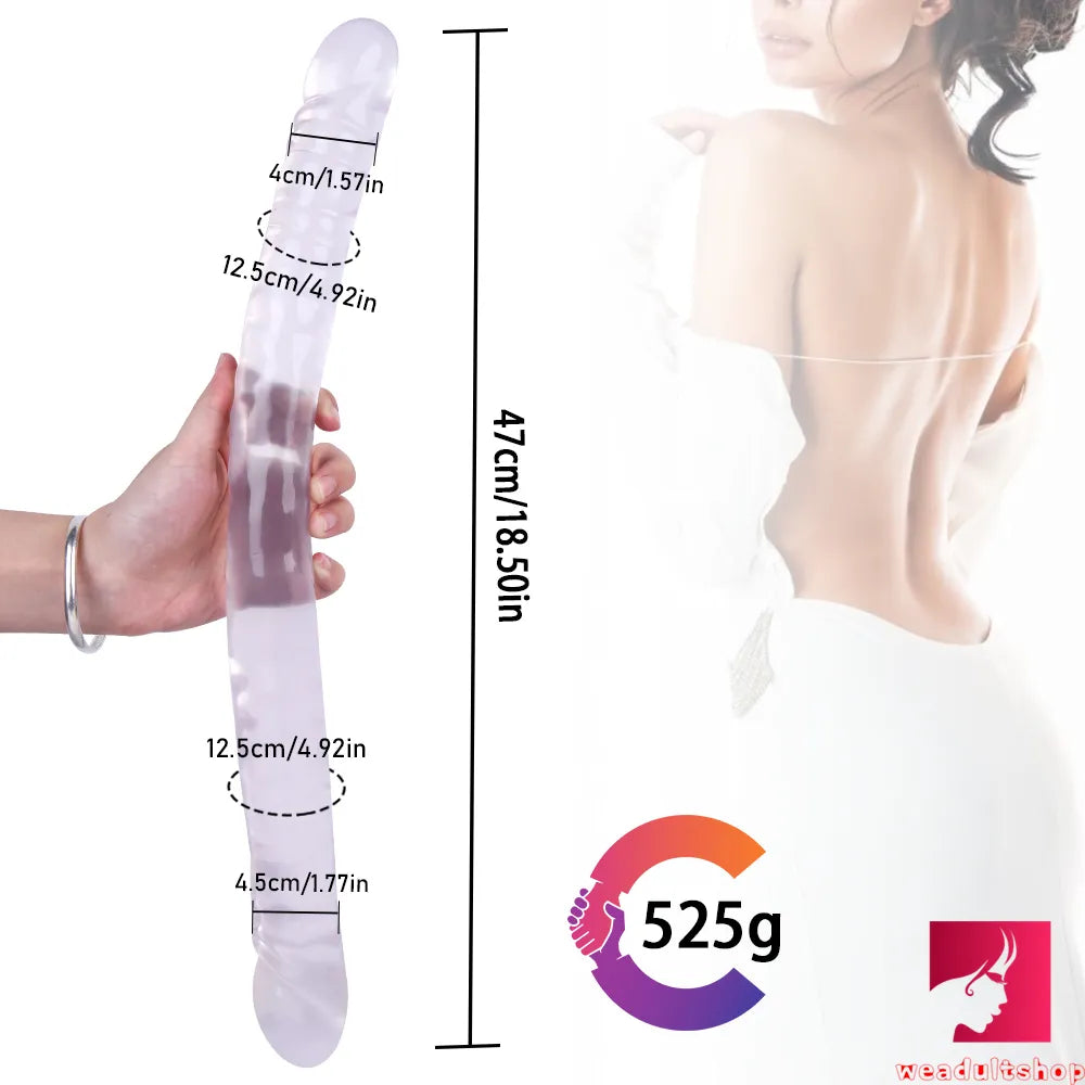 18.5in Dual Heads Real Skin Feeling Dildo For G Spot Massaging
