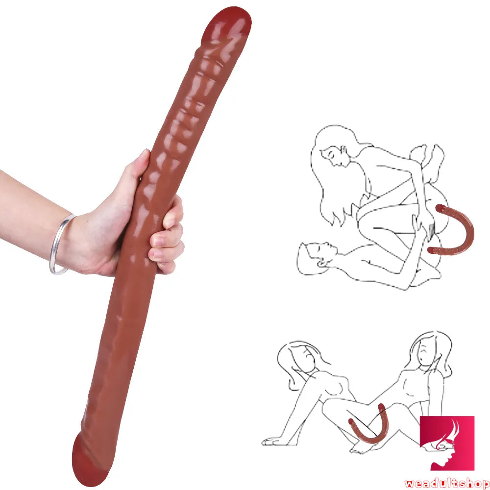 18.5in Dual Heads Real Skin Feeling Dildo For G Spot Massaging