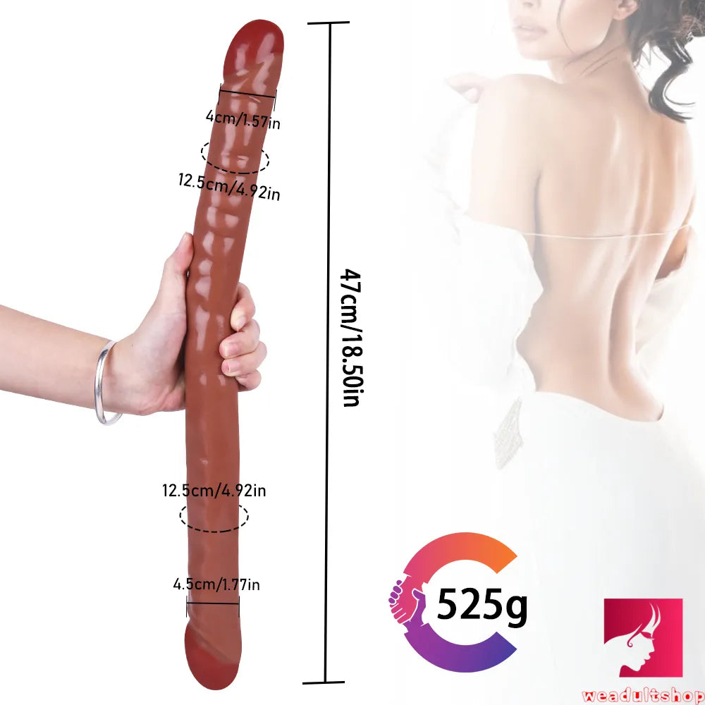 18.5in Dual Heads Real Skin Feeling Dildo For G Spot Massaging