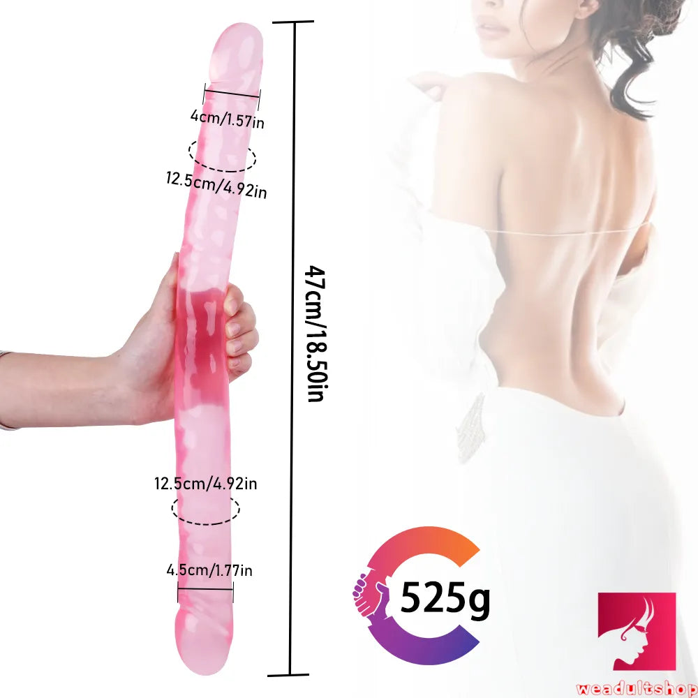 18.5in Dual Heads Real Skin Feeling Dildo For G Spot Massaging