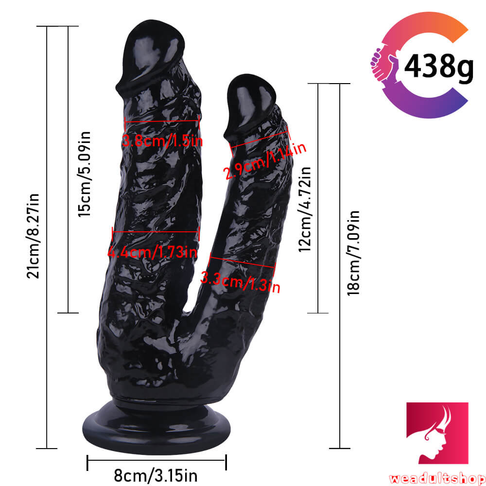 8.27in Women Fucking Dildo Textured Dual-headed Sex Toy With Sucker weadultshop