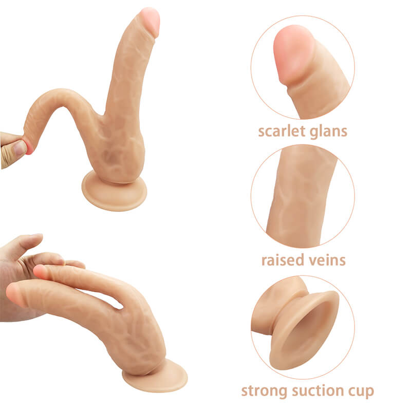 8.07in Flesh Colored Dildo Double Skeleton Dildo For Lesbian weadultshop