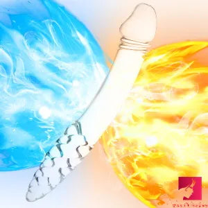 8.85in Big Premium Glass Dual Sided Dildo With Spiral Anal Bead