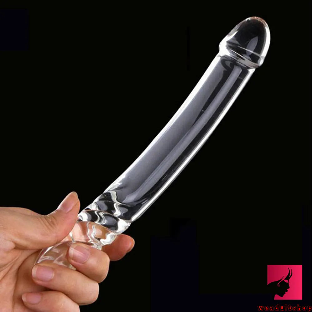 8.85in Big Premium Glass Dual Sided Dildo With Spiral Anal Bead