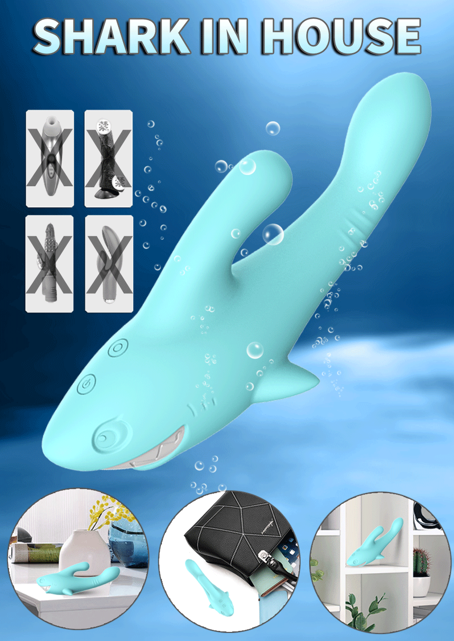 Shark Vibrator Thrusting Expanding Charging AV Massaging Wand - Adult Toys