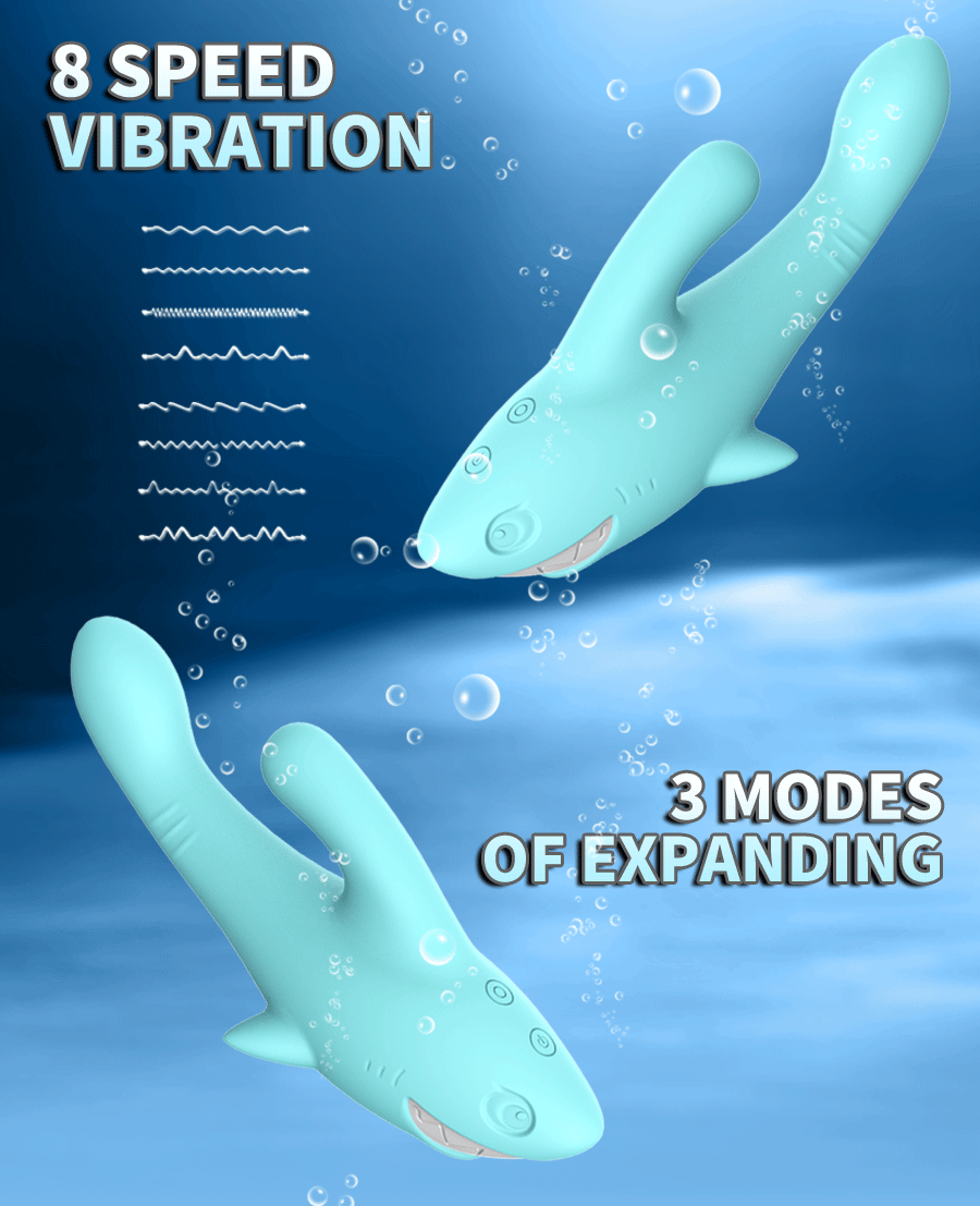 Shark Vibrator Thrusting Expanding Charging AV Massaging Wand - Adult Toys
