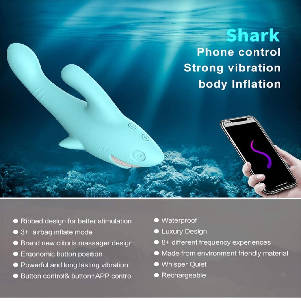 Shark Vibrator Thrusting Expanding Charging AV Massaging Wand - Adult Toys