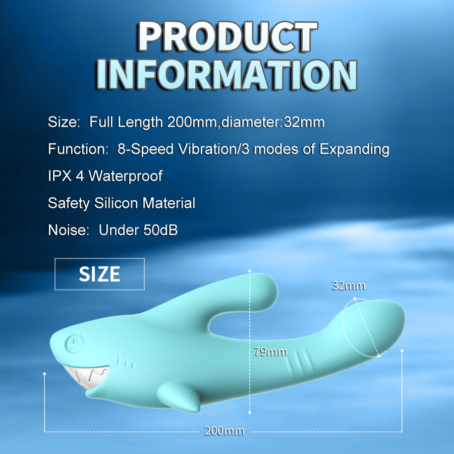 Shark Vibrator Thrusting Expanding Charging AV Massaging Wand - Adult Toys