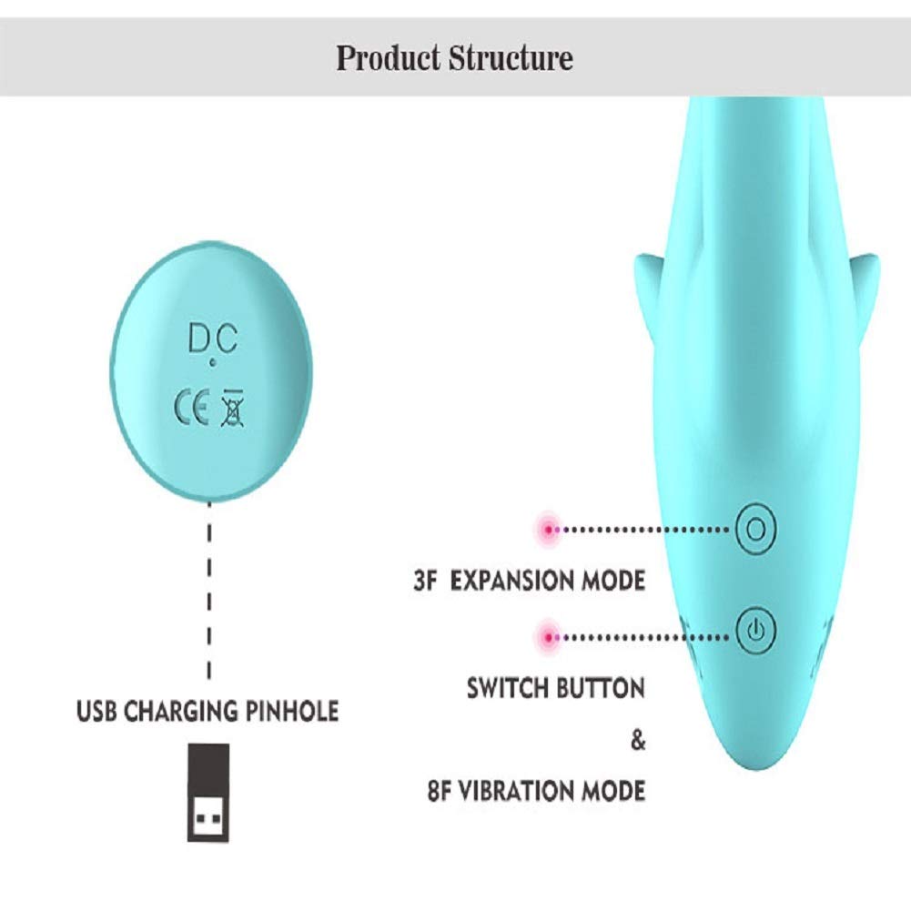 Shark Vibrator Thrusting Expanding Charging AV Massaging Wand - Adult Toys