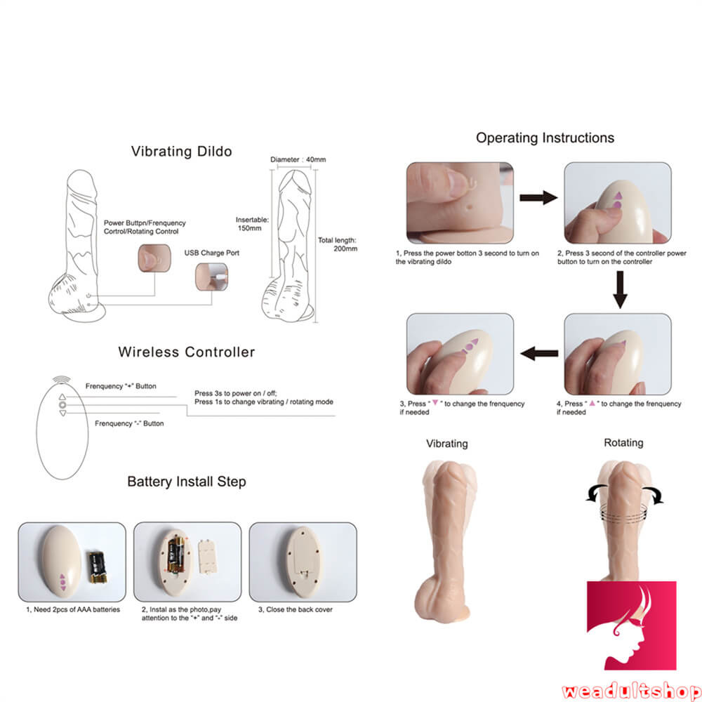 7.87in Remote Control Dildo Masturbation Sex Toy For Adults