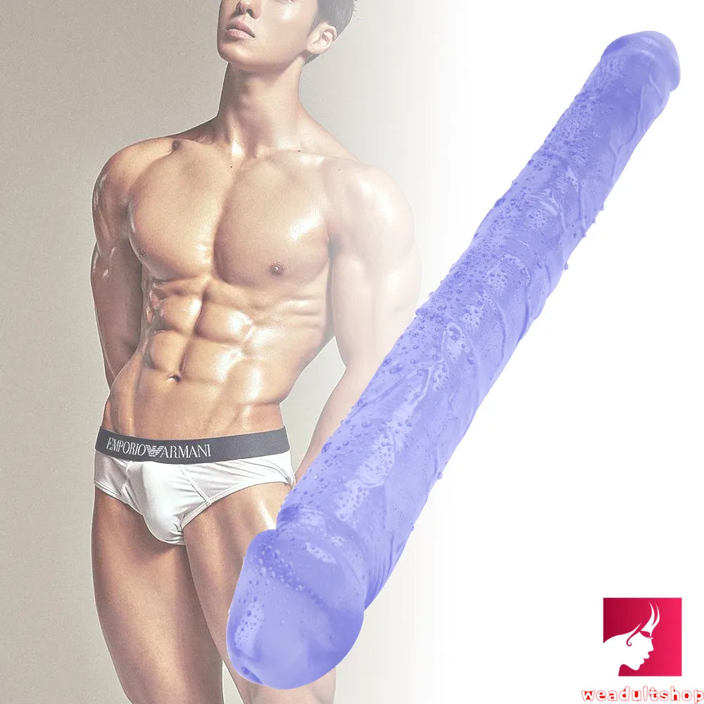 18.11in Long Skinny Dildo Smooth Double Soft Silicone Kiss Sex Toy weadultshop
