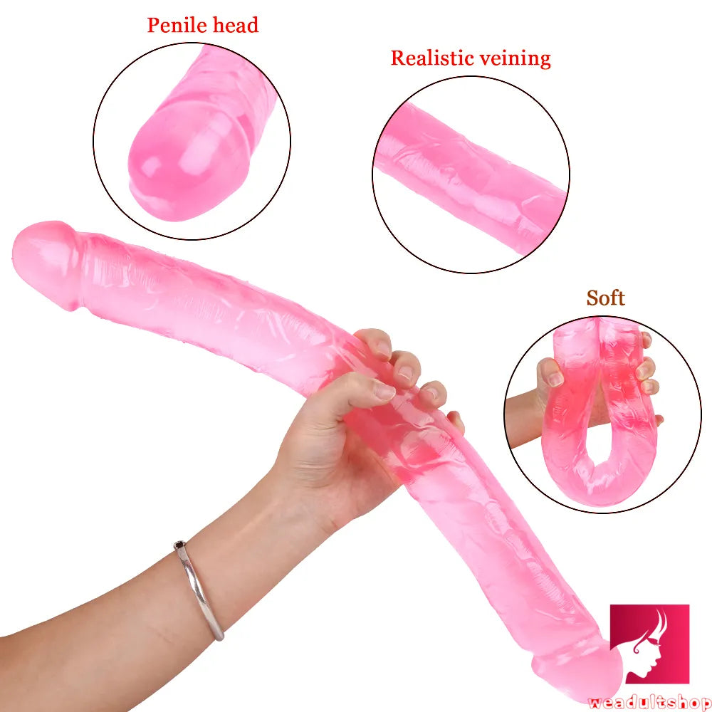 18.11in Long Skinny Dildo Smooth Double Soft Silicone Kiss Sex Toy weadultshop