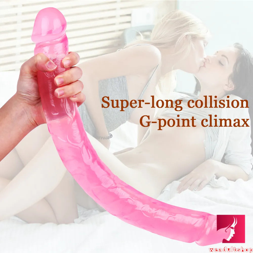 18.11in Long Skinny Dildo Smooth Double Soft Silicone Kiss Sex Toy weadultshop