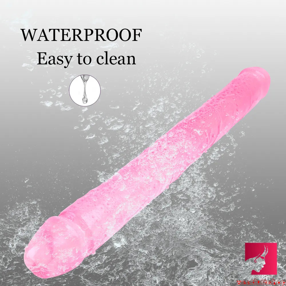 18.11in Long Skinny Dildo Smooth Double Soft Silicone Kiss Sex Toy weadultshop