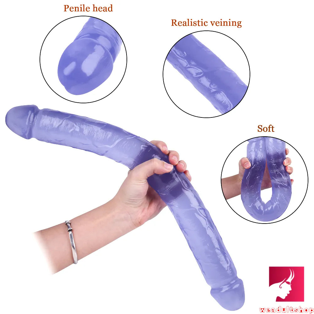 18.11in Long Skinny Dildo Smooth Double Soft Silicone Kiss Sex Toy weadultshop