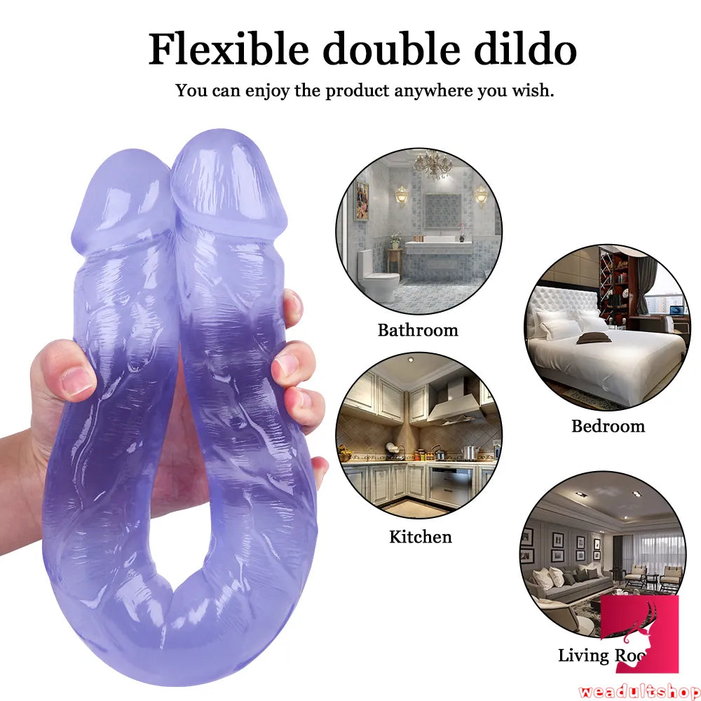 18.11in Long Skinny Dildo Smooth Double Soft Silicone Kiss Sex Toy weadultshop