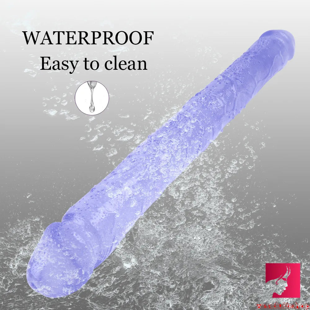 18.11in Long Skinny Dildo Smooth Double Soft Silicone Kiss Sex Toy weadultshop