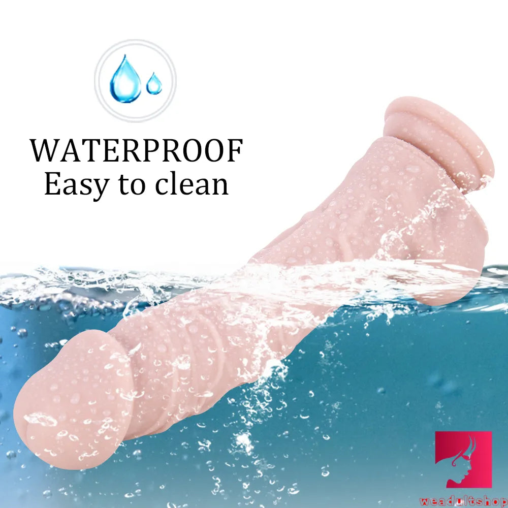 9.45in Women Using Big Dildo Sex Toy With Blue Veins