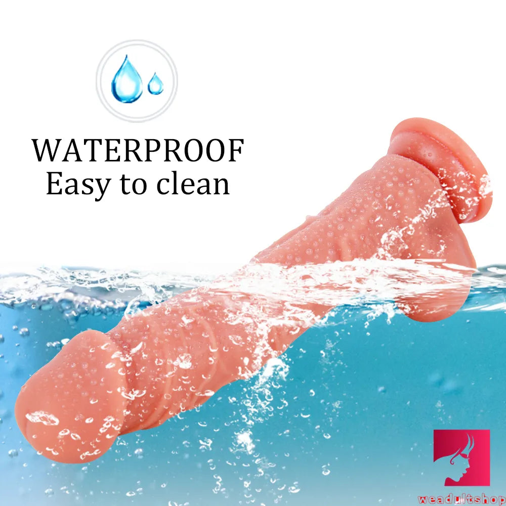 9.45in Women Using Big Dildo Sex Toy With Blue Veins