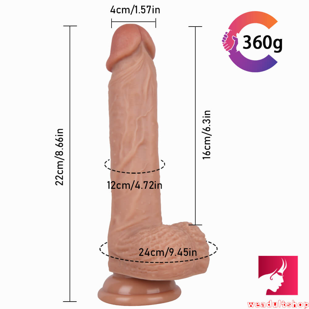8.66in Realistic Glans Dildo With Blue Veins Lifelike Testicles