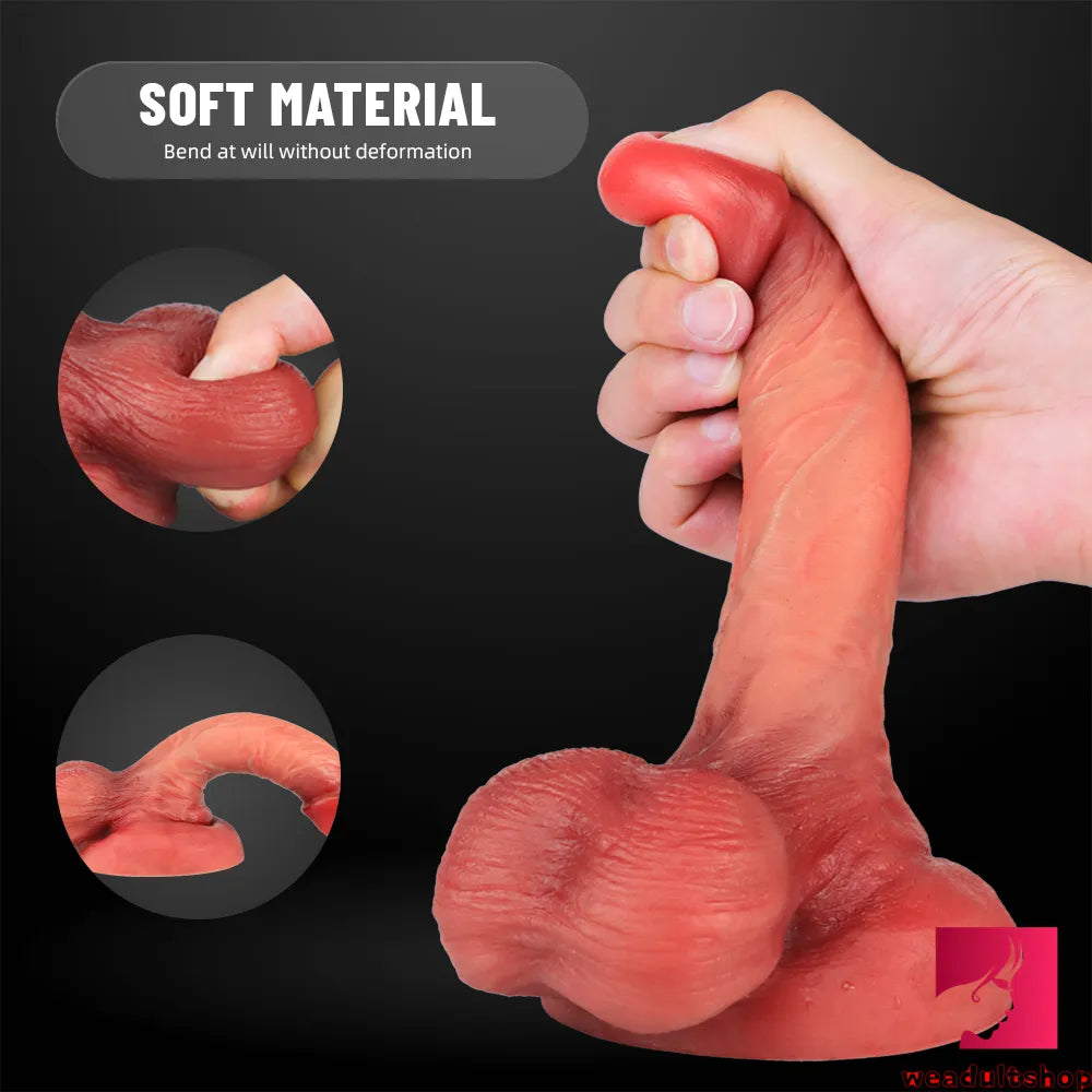 7.4in Silicone Real Flesh Men Penis Dildo With Big Sucker