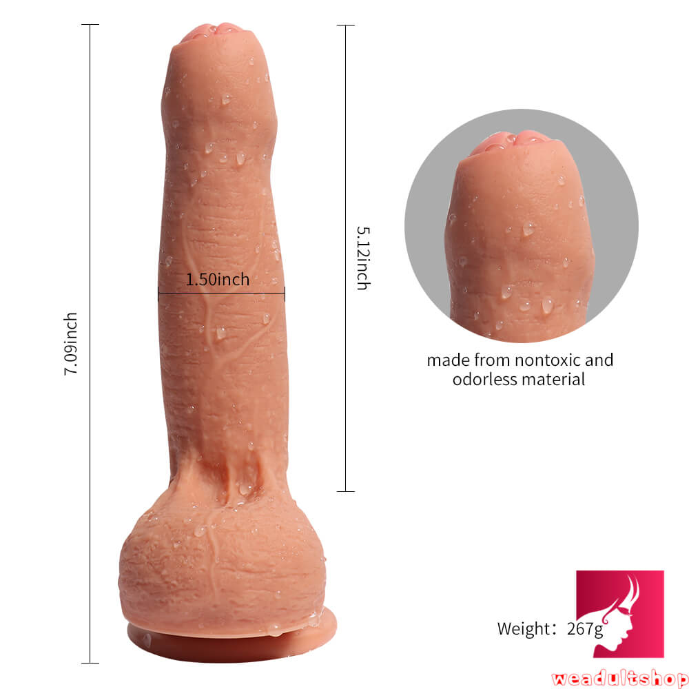 7.09in Realistic Uncut Dildo Double Layer Silicone Ultra Skin Dildo weadultshop