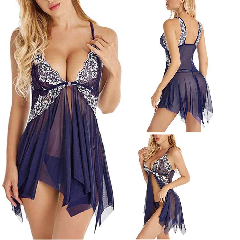 Sexy Lingerie Sleepwear Erotic Womens V Neck Lace Babydoll - Adult Toys