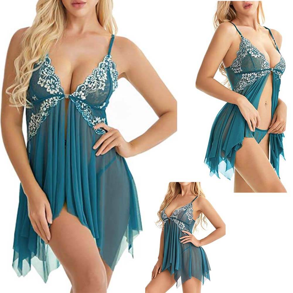 Sexy Lingerie Sleepwear Erotic Womens V Neck Lace Babydoll - Adult Toys