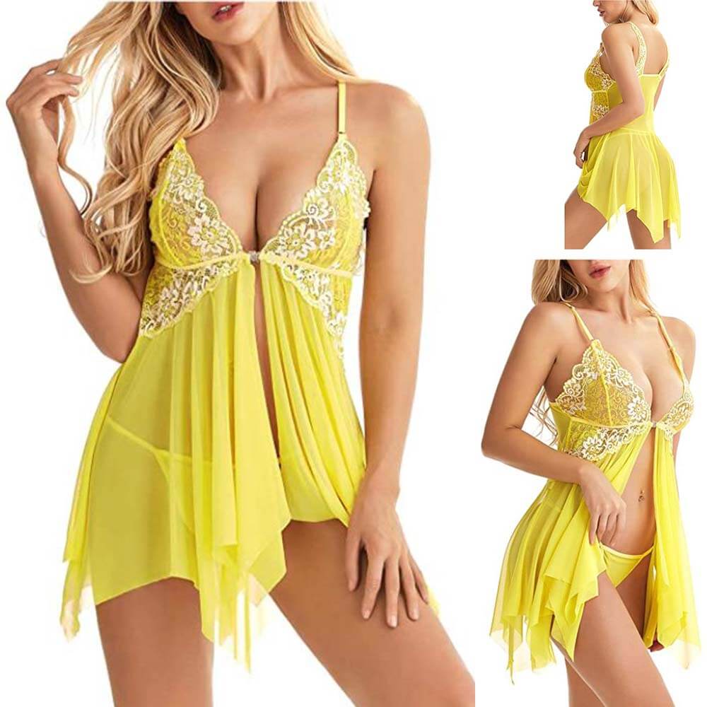 Sexy Lingerie Sleepwear Erotic Womens V Neck Lace Babydoll - Adult Toys