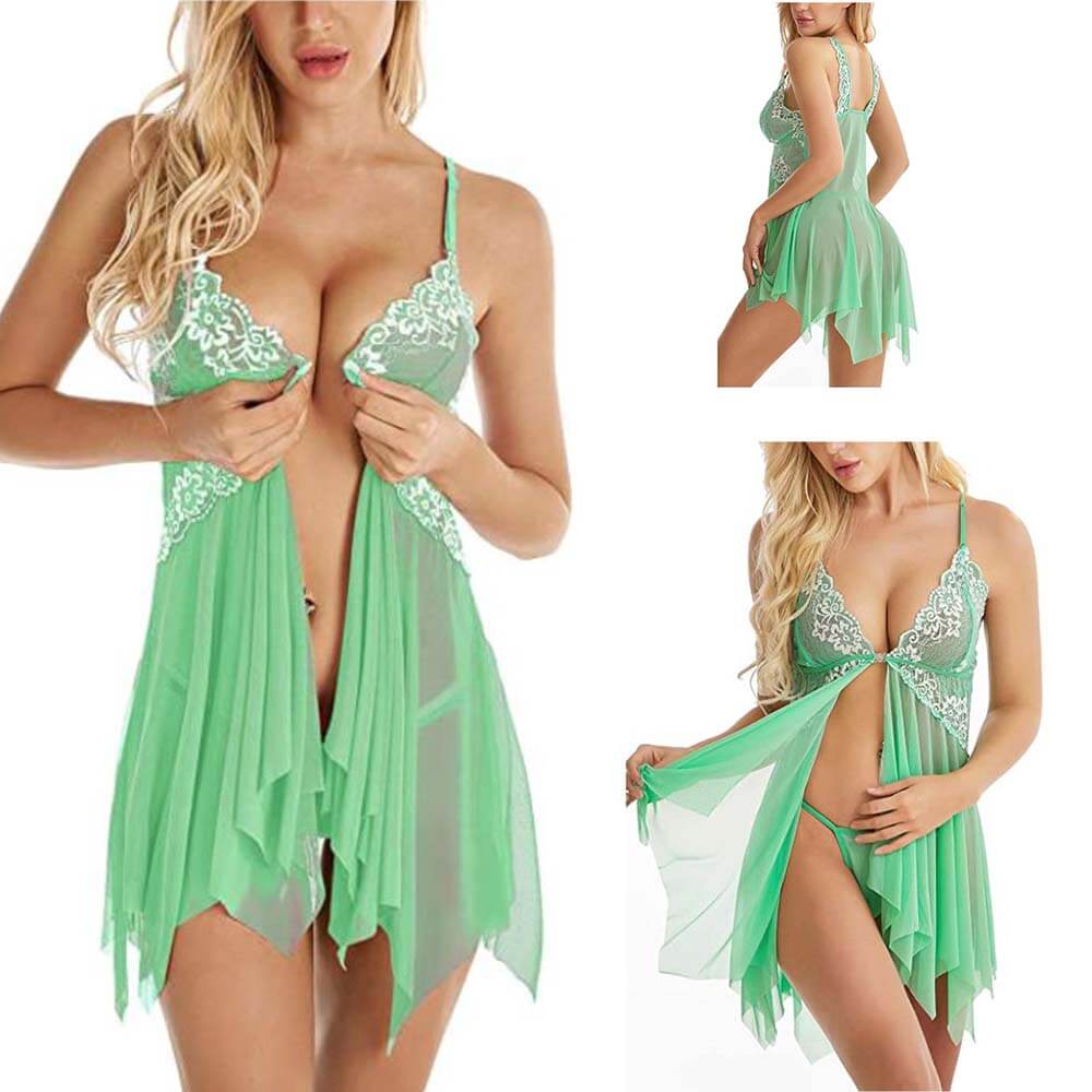 Sexy Lingerie Sleepwear Erotic Womens V Neck Lace Babydoll - Adult Toys