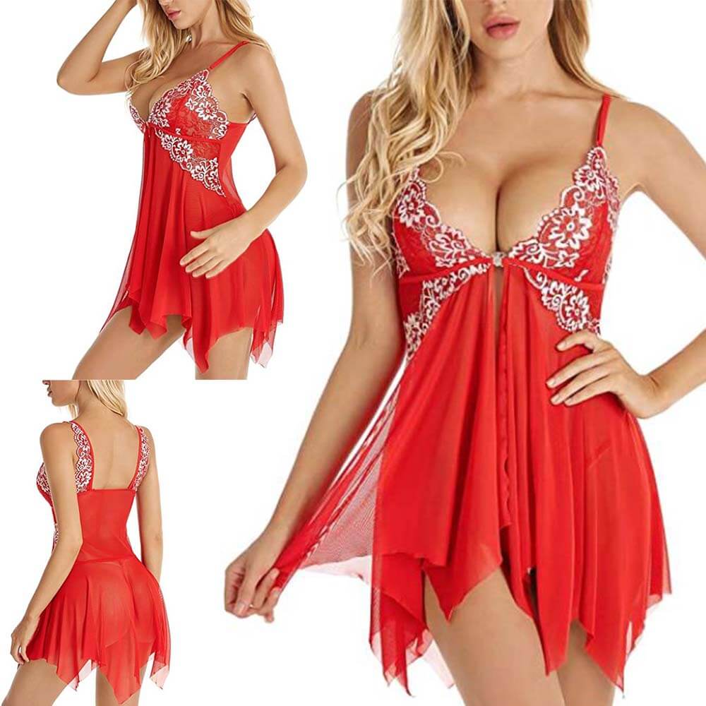 Sexy Lingerie Sleepwear Erotic Womens V Neck Lace Babydoll - Adult Toys