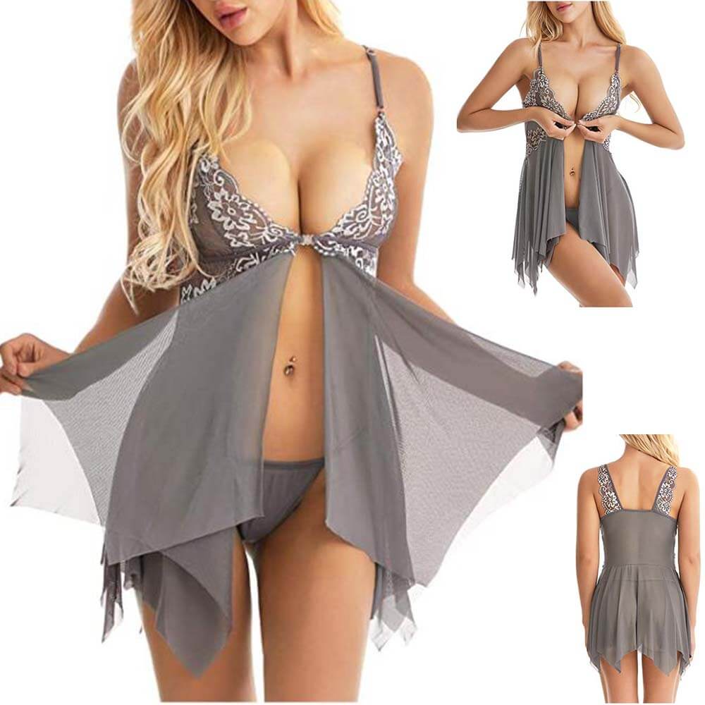 Sexy Lingerie Sleepwear Erotic Womens V Neck Lace Babydoll - Adult Toys