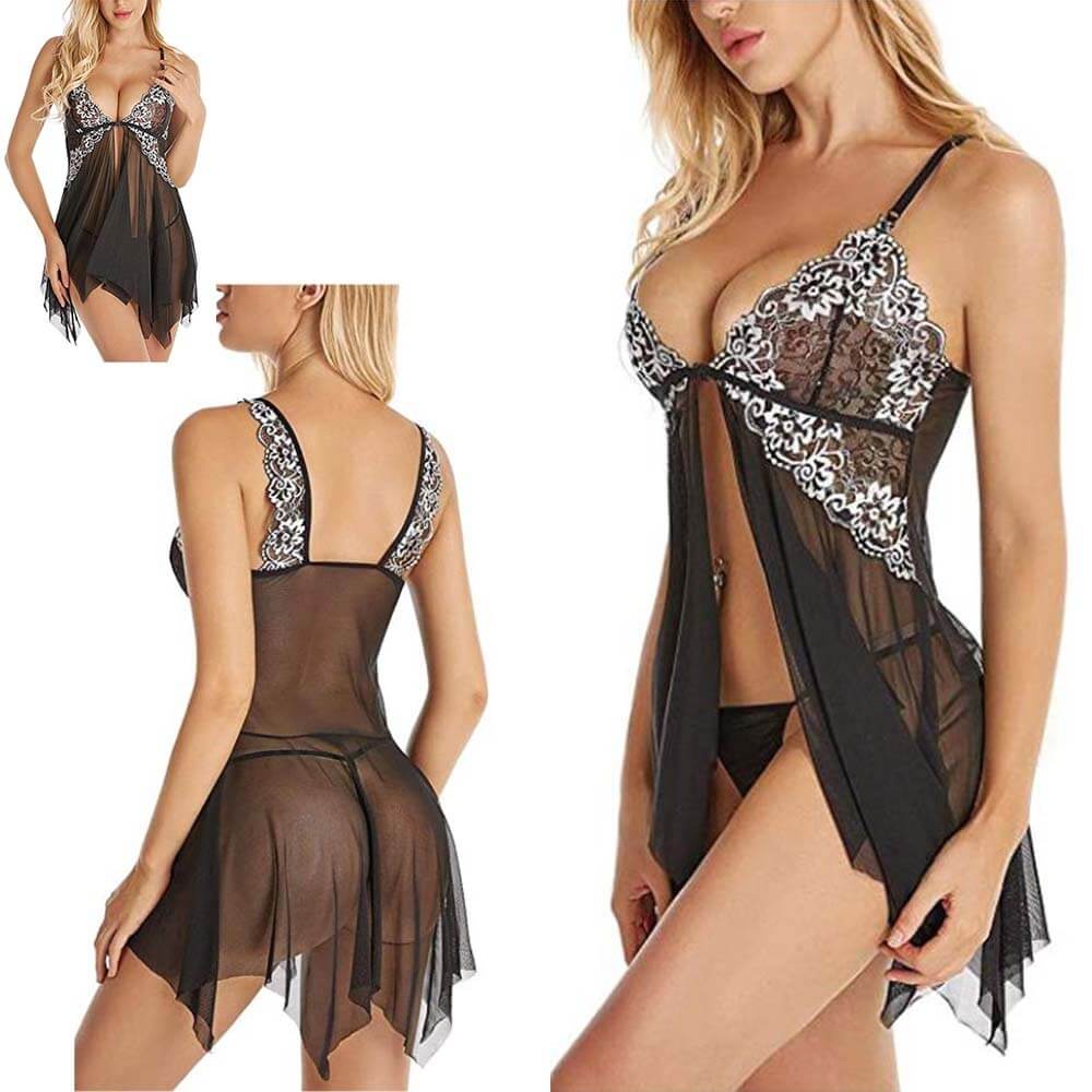 Sexy Lingerie Sleepwear Erotic Womens V Neck Lace Babydoll - Adult Toys