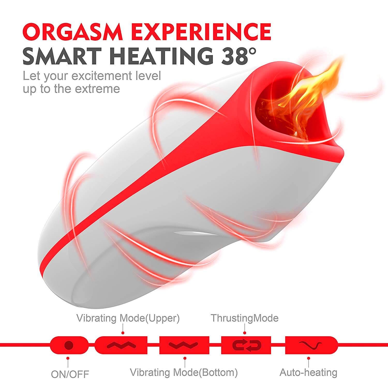 10 Powerful Vibrations Deep Throat Masturbator Smart Heating Waterproof Oral Cup - Adult Toys