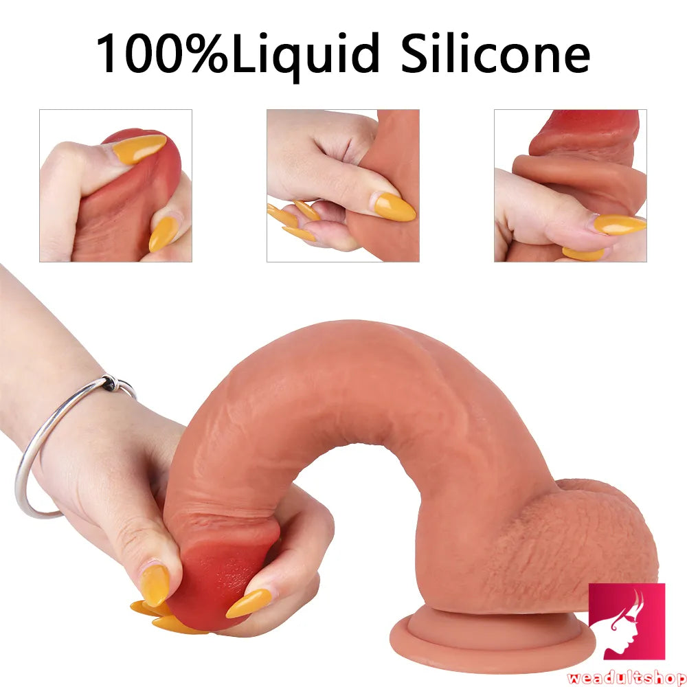 8.27in Real Feeling Lifelike Uncut Dildo With Moving Foreskin