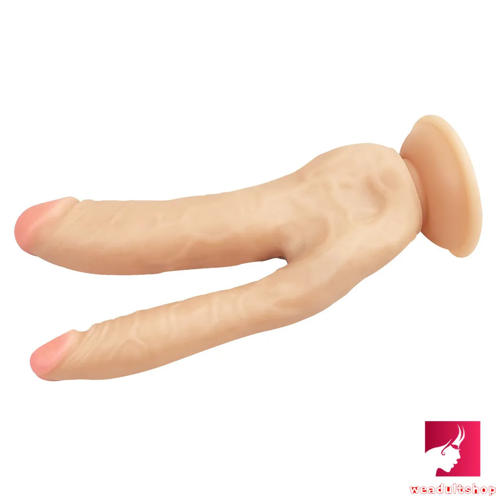 8.07in Flesh Colored Dildo Double Skeleton Dildo For Lesbian weadultshop