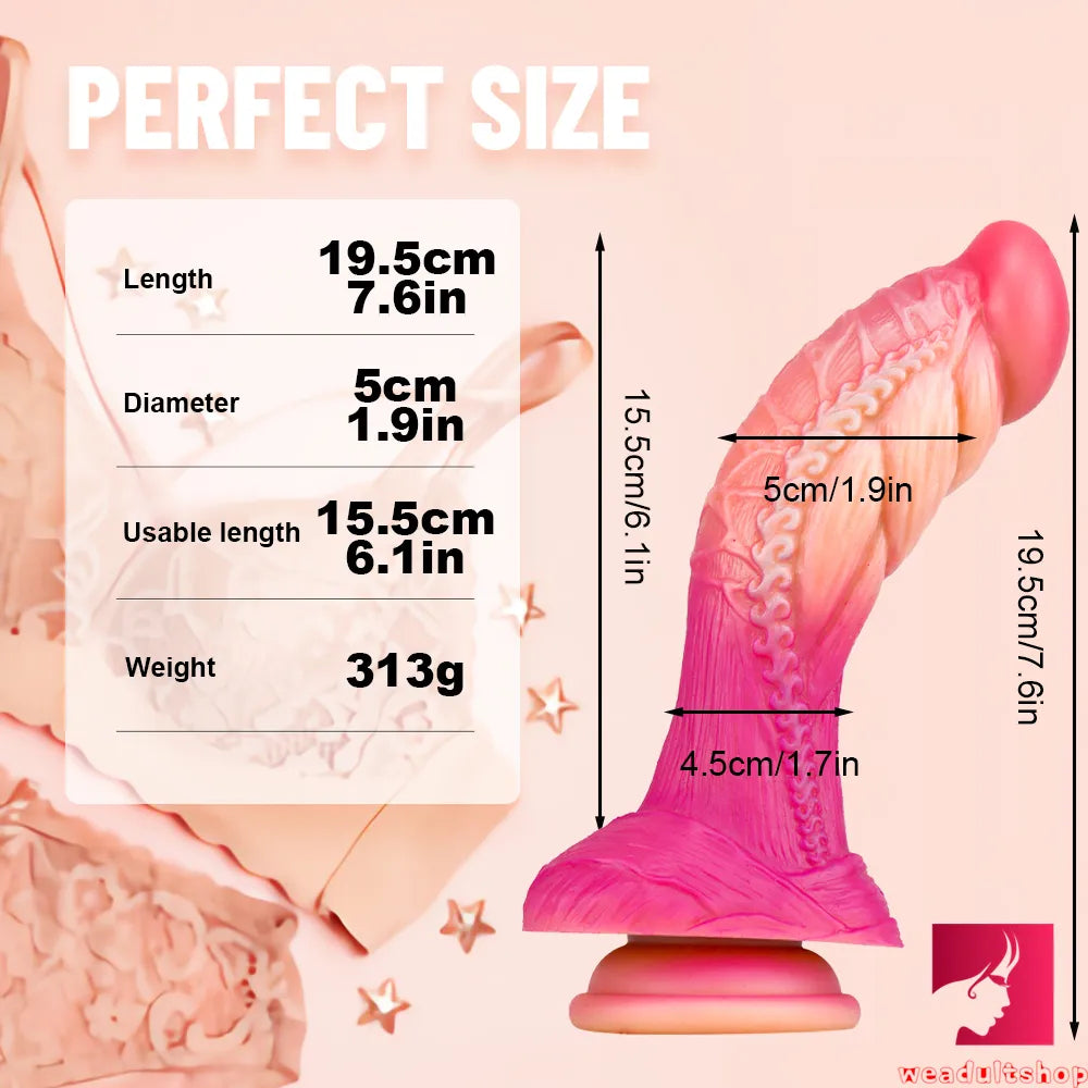 7.6in Soft Fantasy Penis Lesbian Dildo Stimulator For Women