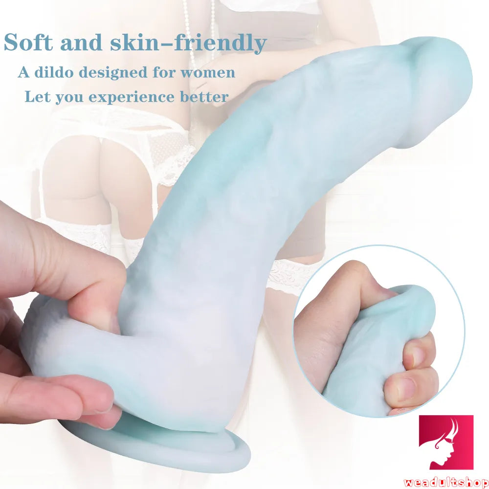 7.68in Curved Small Glans Realistic Skin Dildo Adult Masturbation Toy