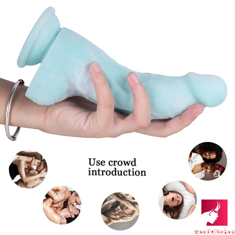 7.68in Curved Small Glans Realistic Skin Dildo Adult Masturbation Toy