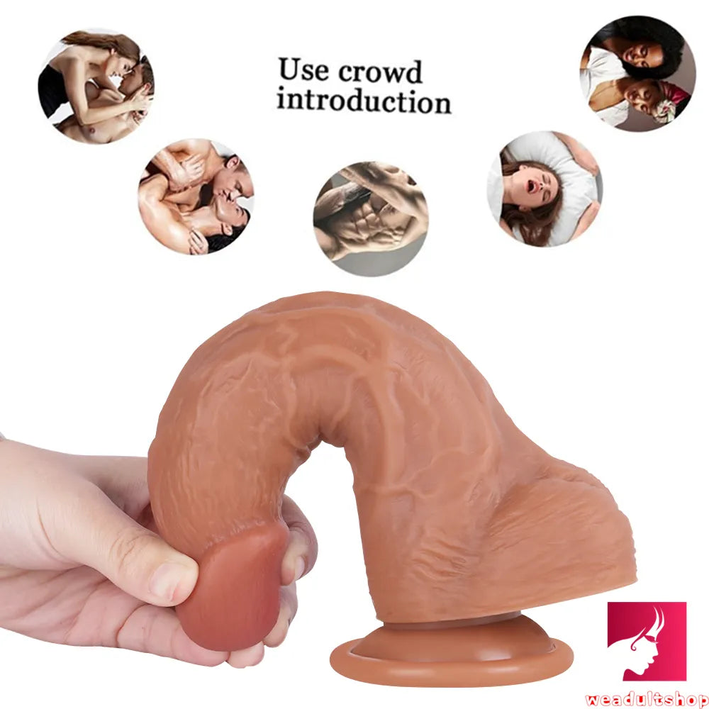 7.68in Curved Small Glans Realistic Skin Dildo Adult Masturbation Toy