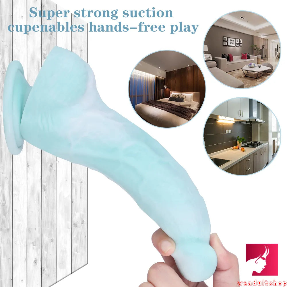 7.68in Curved Small Glans Realistic Skin Dildo Adult Masturbation Toy