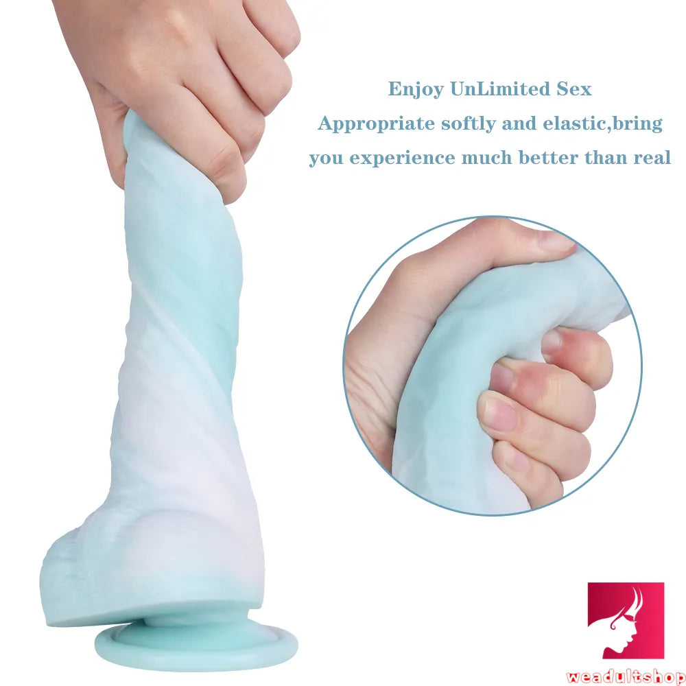 7.68in Curved Small Glans Realistic Skin Dildo Adult Masturbation Toy