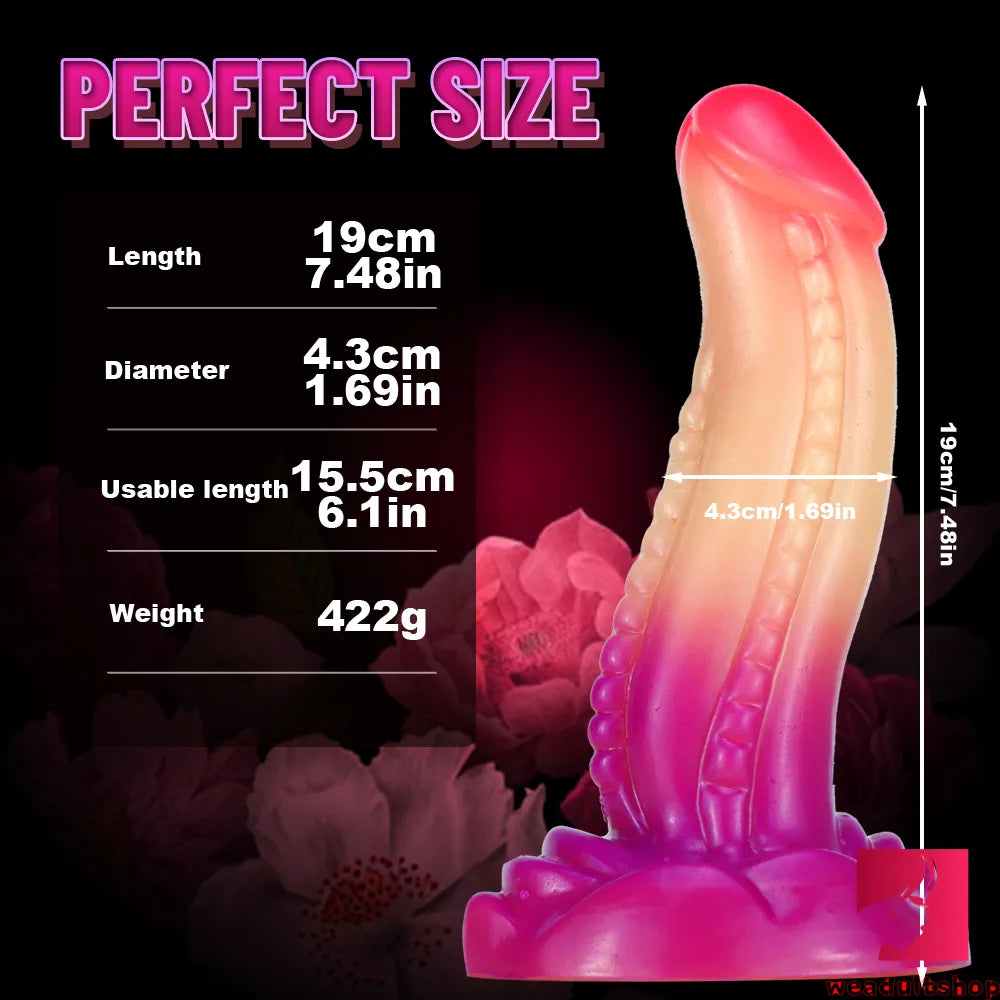 7.48in Pink Glans Fantasy Odd Ombre Silicone Penis Dildo