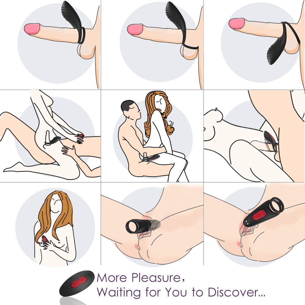 Dual Vibrating Penis Ring Silicone Vibrator Sex Toy For Men - Adult Toys