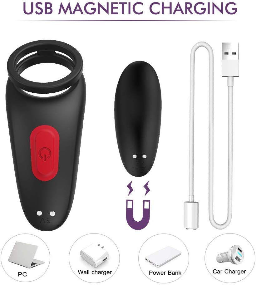 Dual Vibrating Penis Ring Silicone Vibrator Sex Toy For Men - Adult Toys