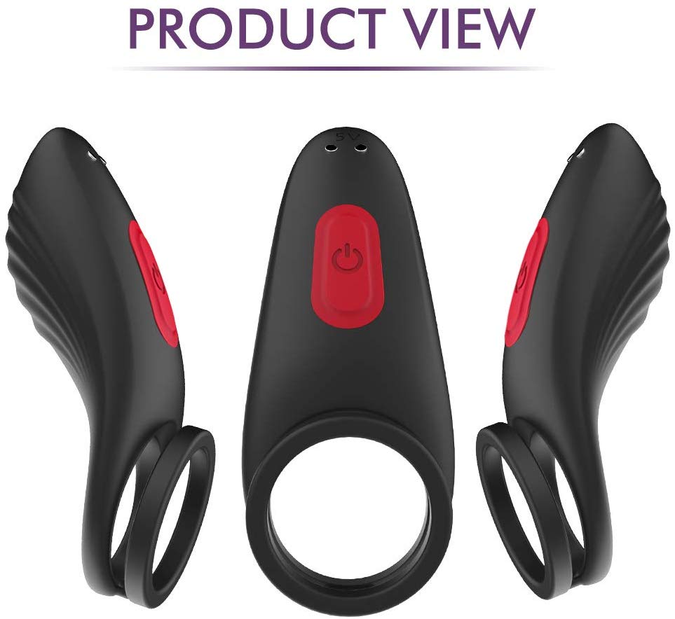 Dual Vibrating Penis Ring Silicone Vibrator Sex Toy For Men - Adult Toys