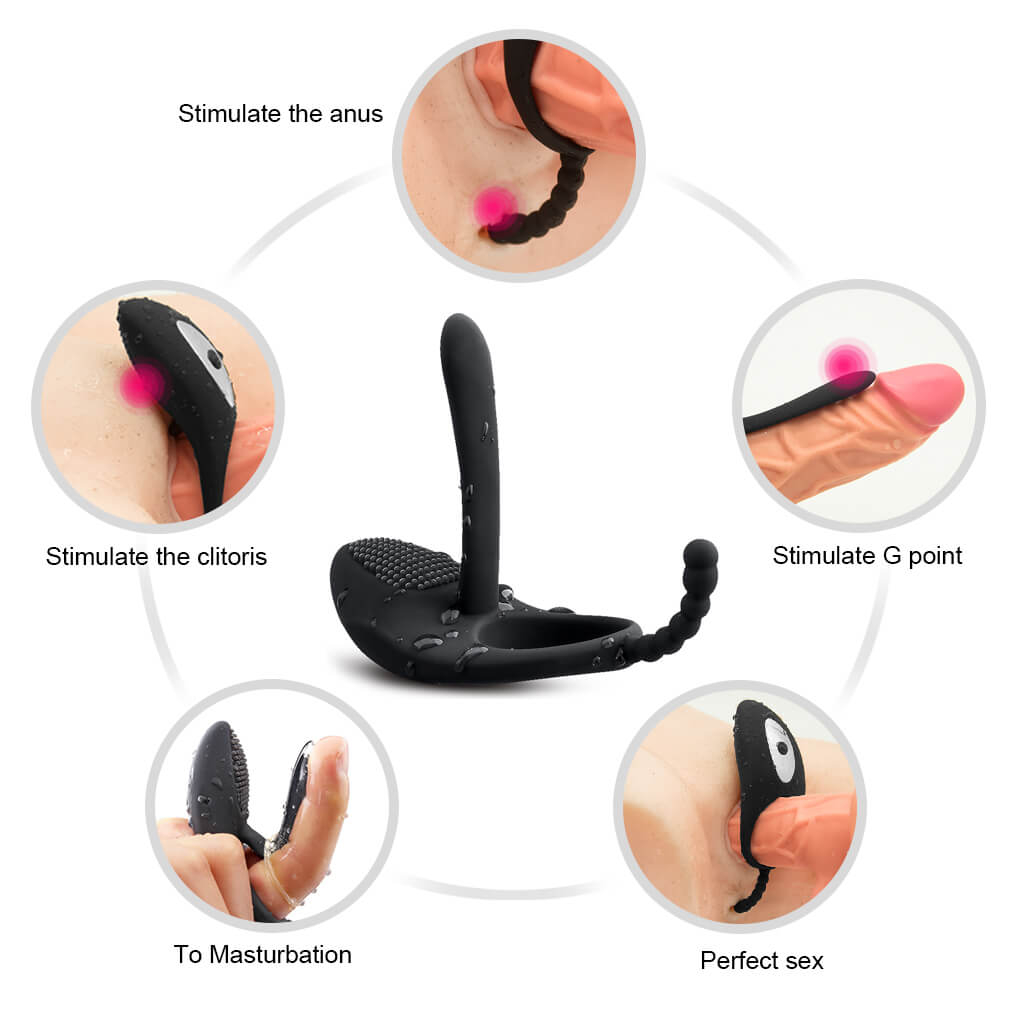 7 Kinds Vibrating Modes Penis Ring Anus Pussy Vibrator Toy For Men - Adult Toys